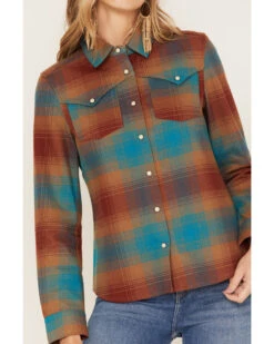 Idyllwind Women's Ombre Plaid Print Long Sleeve Pearl Snap Western Shirt -Deals Grace Apparel Store 2000375314 400 P3