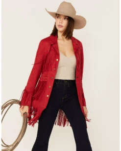Powder River Outfitters Women's Suede Fringe Snap Jacket