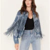 Rock & Roll Denim Women's Southwestern Print Fringe Denim Jacket