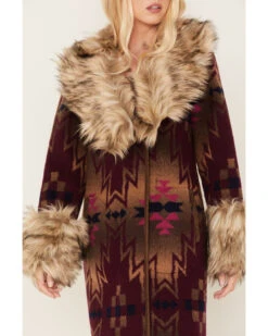 Tasha Polizzi Women's Southwestern Print Faux Fur Adirondack Blanket Coat -Deals Grace Apparel Store 2000375496 500 P3