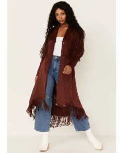 Shyanne Women's Fringe Faux Suede Trench Coat