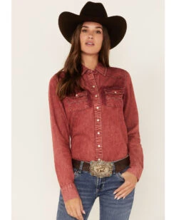Kimes Ranch Women's Kaycee Denim Long Sleeve Pearl Snap Western Core Shirt 