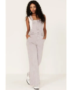Cleo + Wolf Women's High Rise Wide Denim Overalls