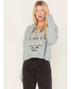 Ariat Women's Agave Garden Intarsia Southwestern Knit Zip Hooded Pullover