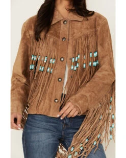 Sidran Women's Beaded Fringe Suede Jacket -Deals Grace Apparel Store 2000378013 281 P3