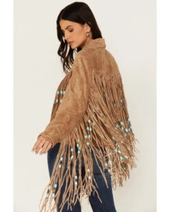 Sidran Women's Beaded Fringe Suede Jacket -Deals Grace Apparel Store 2000378013 281 P4