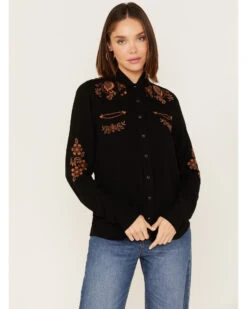 Stetson Women's Floral Embroidered Long Sleeve Snap Western Shirt