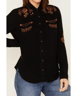 Stetson Women's Floral Embroidered Long Sleeve Snap Western Shirt -Deals Grace Apparel Store 2000378241 001 P3