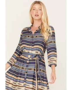 Stetson Women's Serape Stripe Print Long Sleeve Midi Dress -Deals Grace Apparel Store 2000378246 400 P3