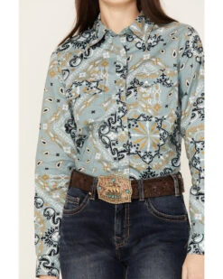 Cotton & Rye Women's Bandana Print Long Sleeve Snap Western Shirt -Deals Grace Apparel Store 2000378259 400 P3
