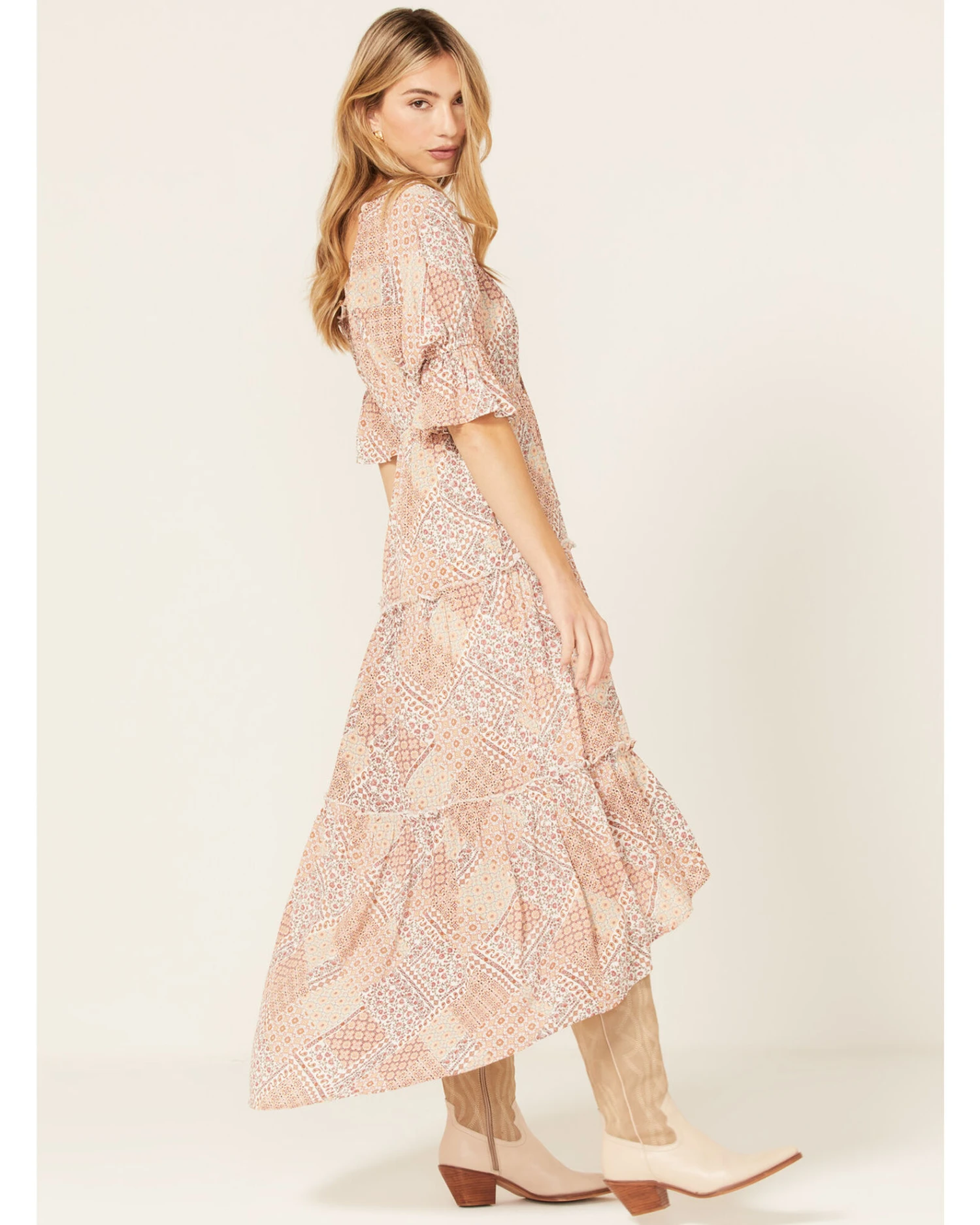 Wild Moss Women's Patchwork Floral Paisley Print Dress 3 Wild Moss Women's Patchwork Floral Paisley Print Dress - Image 3