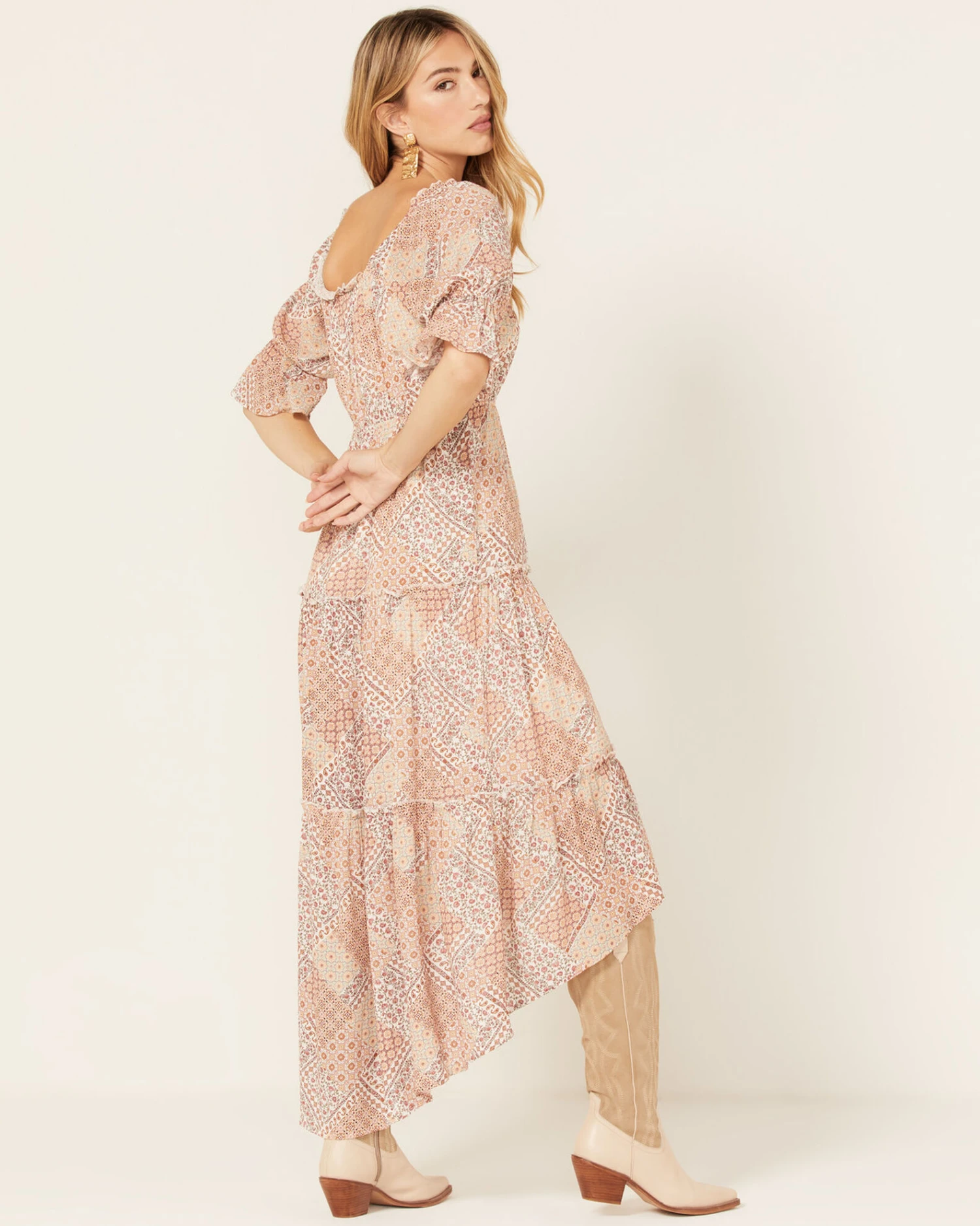 Wild Moss Women's Patchwork Floral Paisley Print Dress 4 Wild Moss Women's Patchwork Floral Paisley Print Dress - Image 4