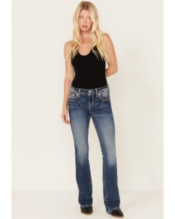 Miss Me Women's Medium Wash Mid Rise Embroidered Bootcut Jeans -Deals Grace Apparel Store 2000378769 401 P3