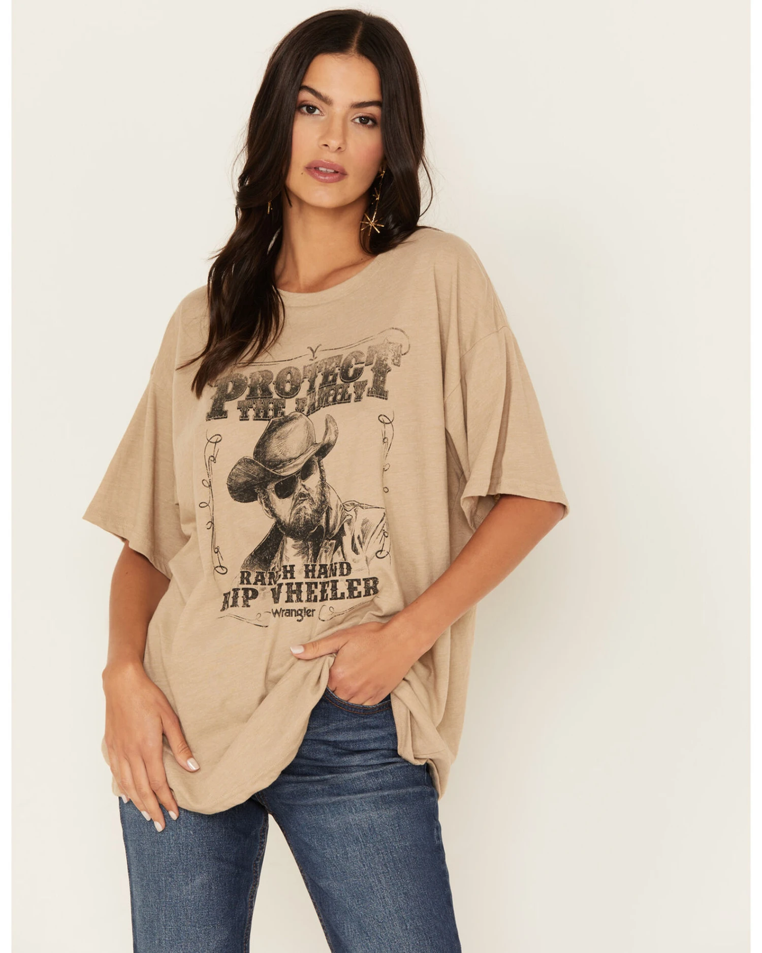 Wrangler Women's Yellowstone Rip Wheeler Ranch Hand Oversized Short Sleeve Graphic Tee 1 Wrangler Women's Yellowstone Rip Wheeler Ranch Hand Oversized Short Sleeve Graphic Tee