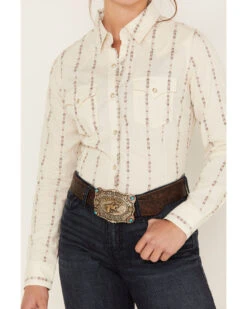 Wrangler Women's Southwestern Striped Print Long Sleeve Snap Western Shirt -Deals Grace Apparel Store 2000379700 100 P3