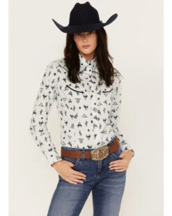 Wrangler Women's Desert Toss Long Sleeve Western Pearl Snap Shirt