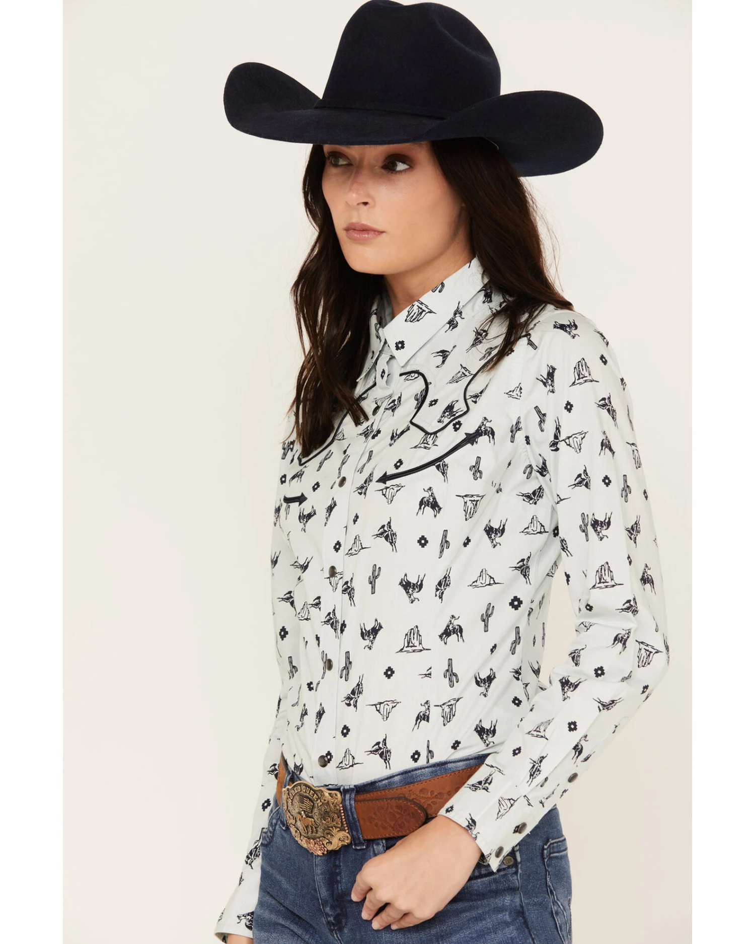 Wrangler Women's Desert Toss Long Sleeve Western Pearl Snap Shirt 2 Wrangler Women's Desert Toss Long Sleeve Western Pearl Snap Shirt - Image 2