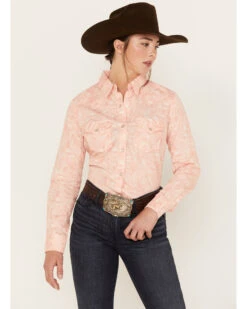 Wrangler Women's Cactus Print Western Pearl Snap Shirt