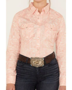Wrangler Women's Cactus Print Western Pearl Snap Shirt 6 Wrangler Women's Cactus Print Western Pearl Snap Shirt -Deals Grace Apparel Store 2000379719 650 P3