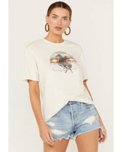 Kerusso Women's Laughs Without Fear Bronco Short Sleeve Graphic Tee