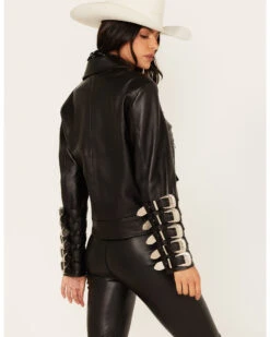 DANCASSAB Women's Bjork Leather Moto Biker Jacket -Deals Grace Apparel Store 2000380606 001 P4