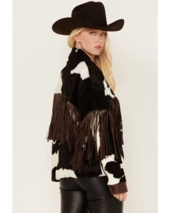DANCASSAB Women's Taylor Hair-On Hide Fringe Jacket -Deals Grace Apparel Store 2000380611 900 P4