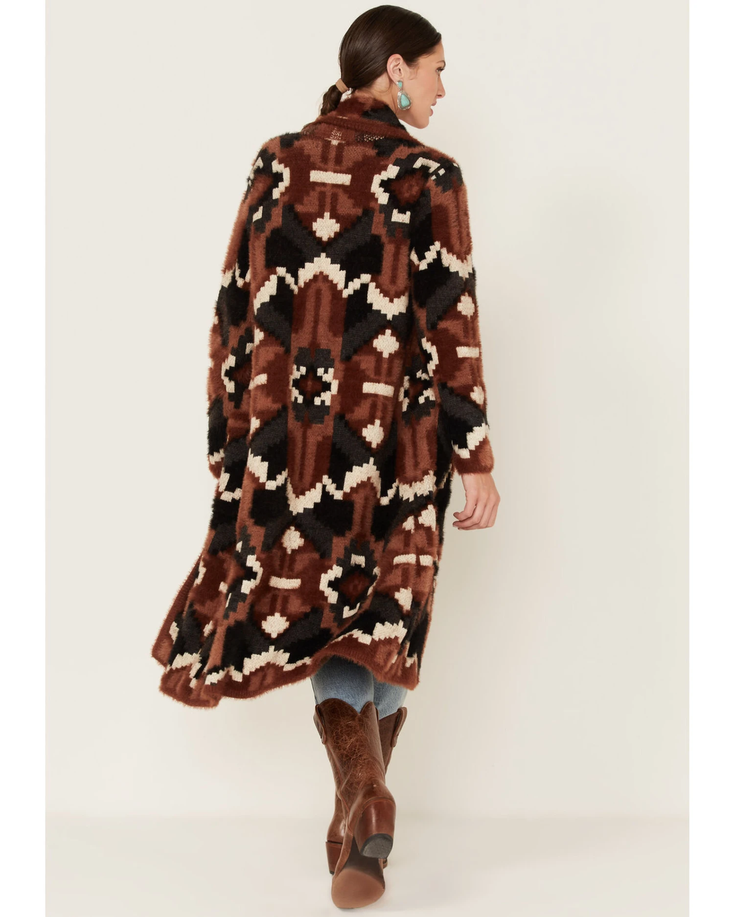 Shyanne Women's Southwestern Eyelash Knit Duster 4 Shyanne Women's Southwestern Eyelash Knit Duster - Image 4