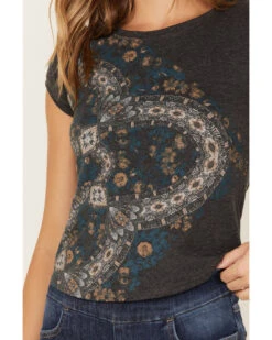 Shyanne Women's Bandana Short Sleeve Graphic Ringer Tee -Deals Grace Apparel Store 2000380644 022 P3