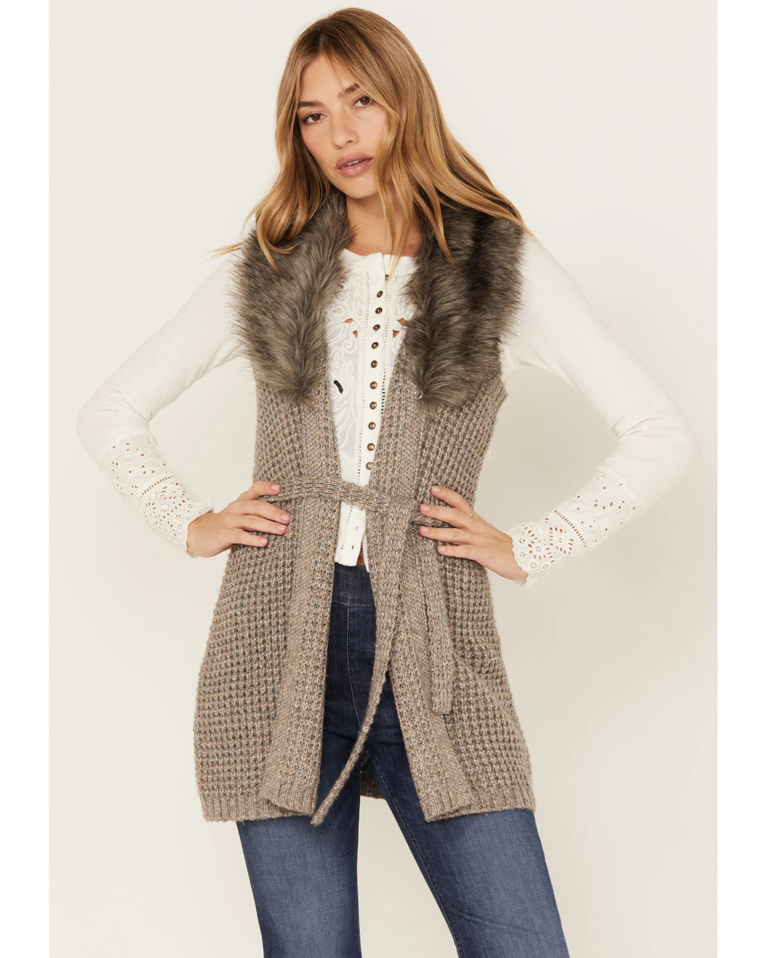 Shyanne Women's Metallic Sweater Vest 1 Shyanne Women's Metallic Sweater Vest