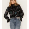 Shyanne Women's Burnout Floral Velvet Blouse