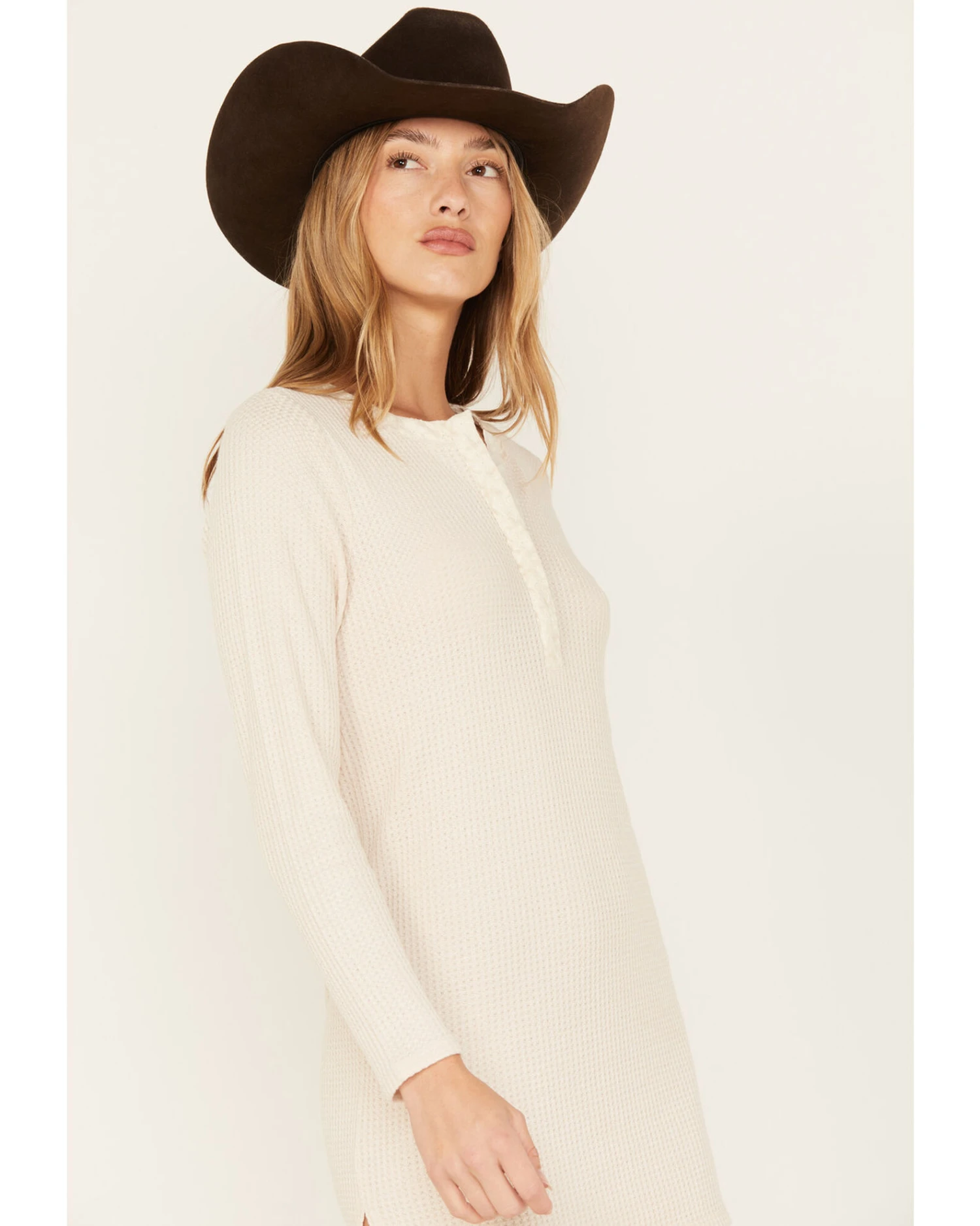 Cleo + Wolf Women's Waffle Knit Henley Dress 2 Cleo + Wolf Women's Waffle Knit Henley Dress - Image 2
