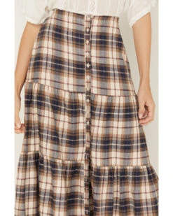 Cleo + Wolf Women's Plaid Print Button Front Midi Skirt -Deals Grace Apparel Store 2000380778 681 P3