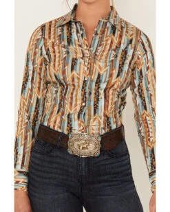 Rock & Roll Denim Southwestern Print Long Sleeve Snap Stretch Western Shirt -Deals Grace Apparel Store 2000381064 200 P3