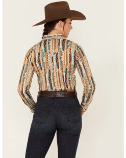 Rock & Roll Denim Southwestern Print Long Sleeve Snap Stretch Western Shirt -Deals Grace Apparel Store 2000381064 200 P4