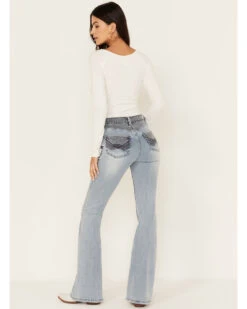 Idyllwind Women's Loma Light Wash Contrast Wash High Risin' Stretch Flare Jeans -Deals Grace Apparel Store 2000381427 412 P3