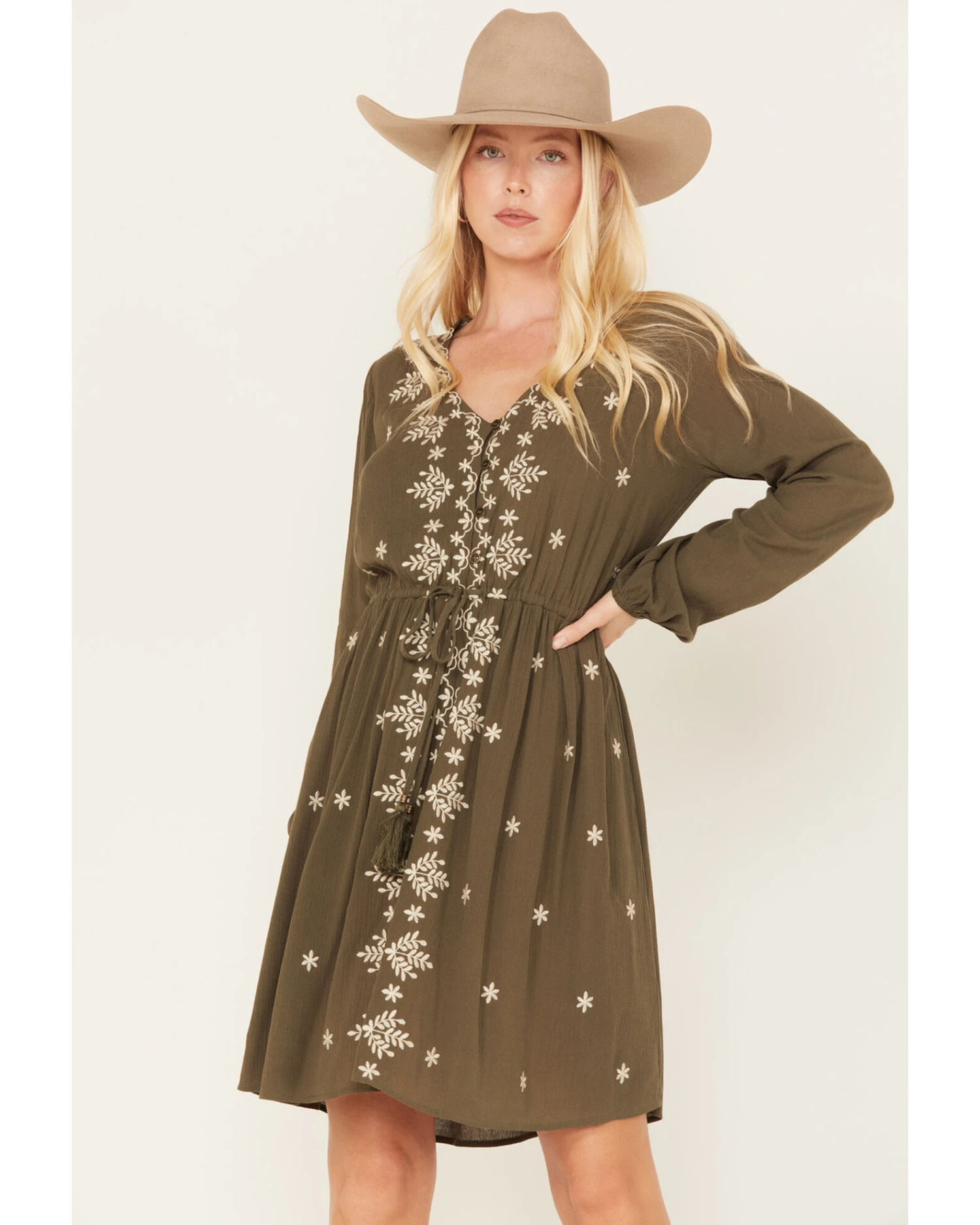 Jolt Women's Floral Embroidered Long Sleeve Dress 1 Jolt Women's Floral Embroidered Long Sleeve Dress