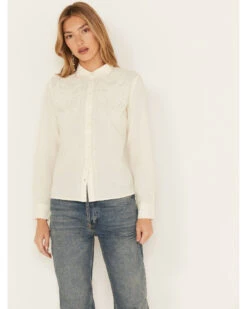 Shyanne Women's Floral Embroidered Long Sleeve Button-Down Western Shirt