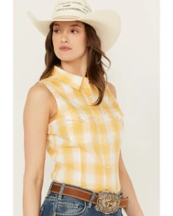 Wrangler Women's Gingham Sleeveless Snap Western Shirt -Deals Grace Apparel Store 2000382596 700 P3