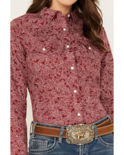 Wrangler Women's Floral Print Long Sleeve Snap Western Shirt -Deals Grace Apparel Store 2000382600 600 P3