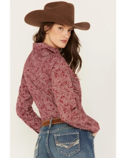 Wrangler Women's Floral Print Long Sleeve Snap Western Shirt -Deals Grace Apparel Store 2000382600 600 P4