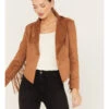 Shyanne Women's Crop Fringe Faux Suede Jacket