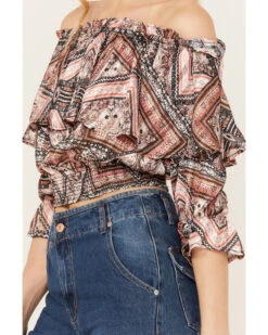 Shyanne Women's Ruffle Off Shoulder Chiffon Top -Deals Grace Apparel Store 2000382838 202 P3