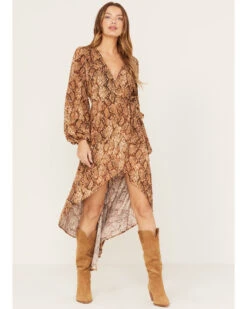 Shyanne Women's Snake Print Ruffle Dress