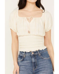 Shyanne Women's Puff Sleeve Smocked Bodice Top -Deals Grace Apparel Store 2000382854 110 P3