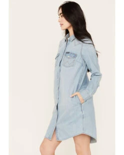 Wrangler Retro Women's Light Wash Denim Shirt Dress 6 Wrangler Retro Women's Light Wash Denim Shirt Dress -Deals Grace Apparel Store 2000384048 412 P3