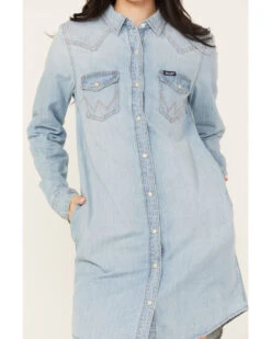 Wrangler Retro Women's Light Wash Denim Shirt Dress 7 Wrangler Retro Women's Light Wash Denim Shirt Dress -Deals Grace Apparel Store 2000384048 412 P4