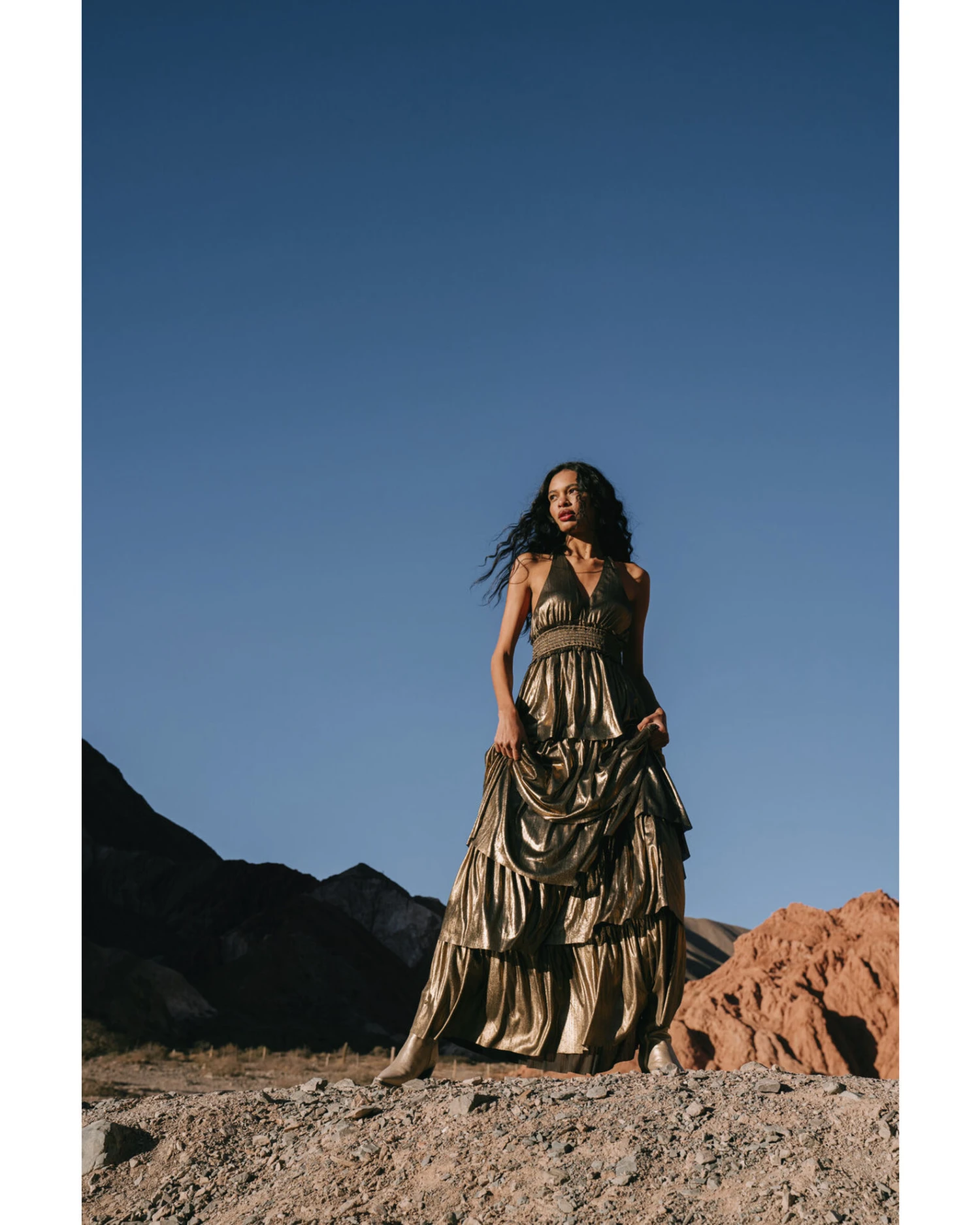 Flying Tomato Women's Metallic Tiered Maxi Dress 1 Flying Tomato Women's Metallic Tiered Maxi Dress