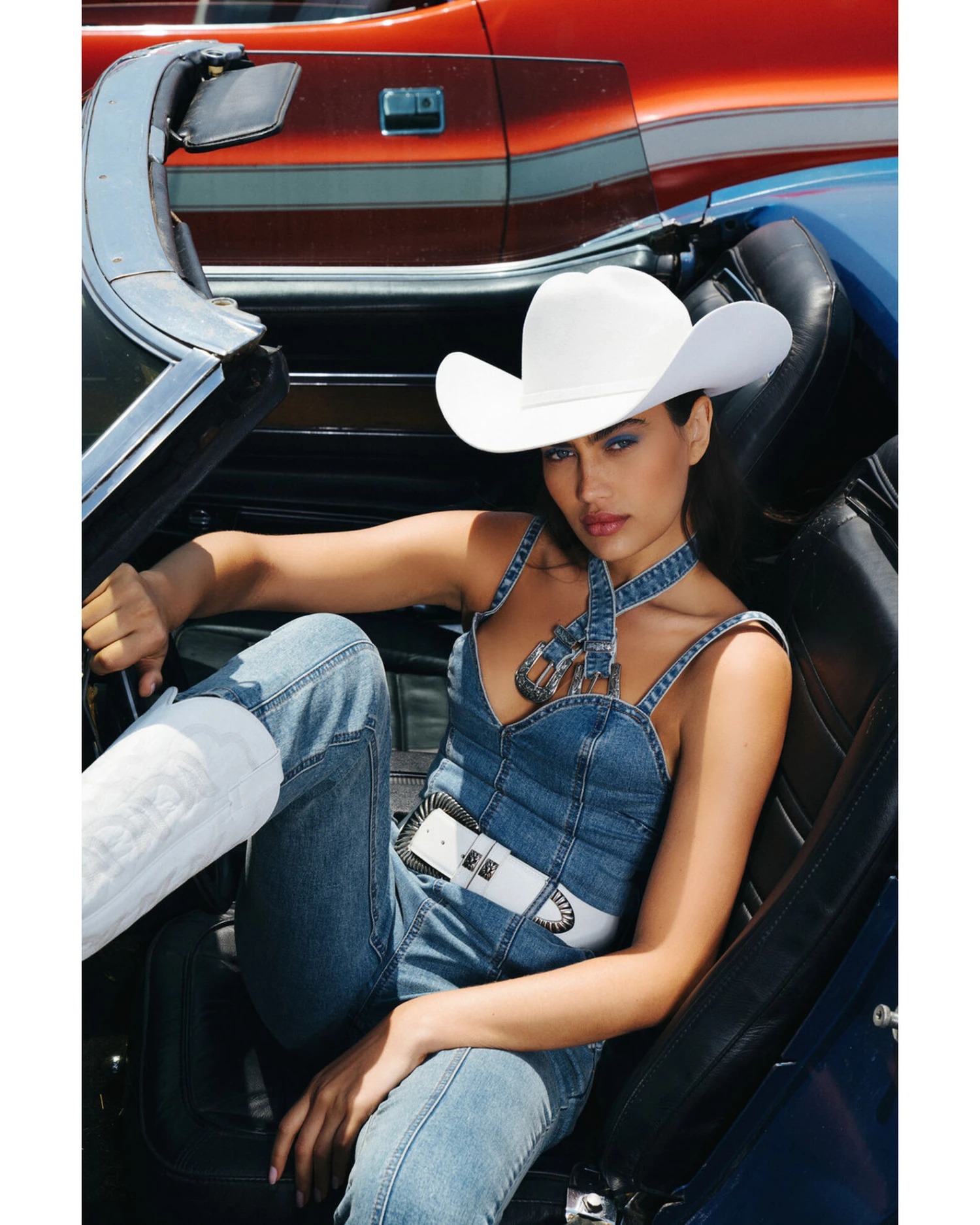 Rock & Roll Denim Women's Medium Wash Straight Leg Stretch Jumpsuit 1 Rock & Roll Denim Women's Medium Wash Straight Leg Stretch Jumpsuit