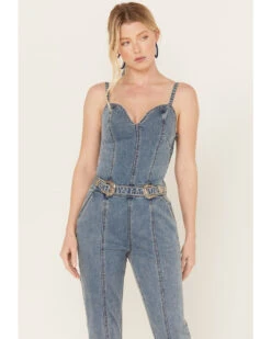 Rock & Roll Denim Women's Medium Wash Straight Leg Stretch Jumpsuit 6 Rock & Roll Denim Women's Medium Wash Straight Leg Stretch Jumpsuit -Deals Grace Apparel Store 2000384986 400 P3