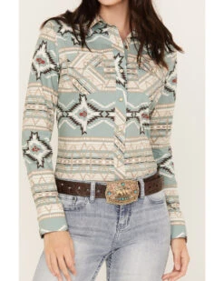Rock & Roll Denim Women's Southwestern Print Long Sleeve Western Snap Shirt -Deals Grace Apparel Store 2000384990 441 P3